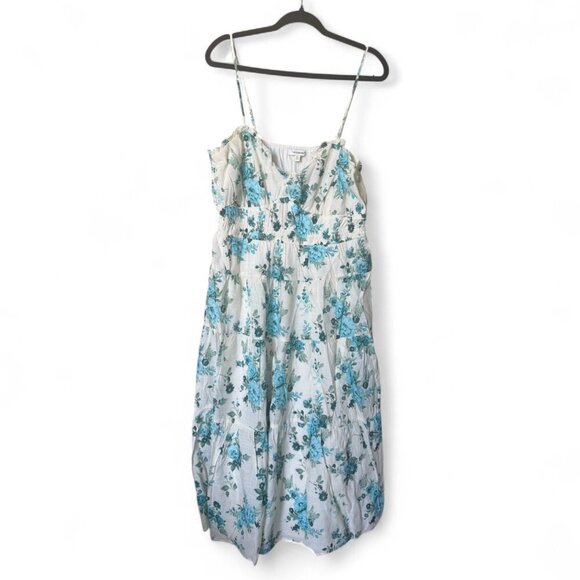 Francesca's Collections Dresses & Skirts - Francesca’s Teal Floral Smocked Midi Dress – Size XL